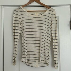Banana republic cream and grey striped sweater